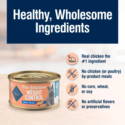 Blue Buffalo True Solutions Fit & Healthy Weight Control Chicken Flavor Premium Wet Cat Food - 3oz 6 Blue Buffalo True Solutions Fit & Healthy Weight Control Chicken Flavor Premium Wet Cat Food - 3oz - Image 6