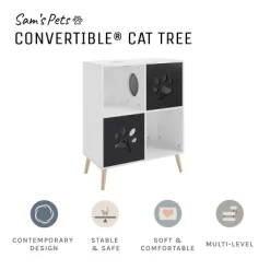 Sam's Pets Convertible 37" Cat Tree End-Table Shelf In Black And White -BlueBuffalo Sales Store GUEST 005946f2 5223 42a5 bdf1 110d081b7516