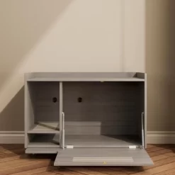 DOMETOUR Gray Cat Litter Box Enclosure, Hidden Litter Box Furniture With Top Fence, Wooden Pet House Side Table, Storage Cabinet For Bedroom -BlueBuffalo Sales Store GUEST 00a04540 9228 45da a1d5 30b052d28757