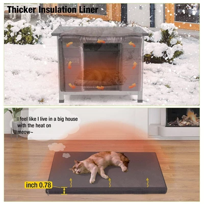 Aivituvin Insulated Wooden Cat House With Soft Liner | Waterproof Roof-AIR12-IN 3 Aivituvin Insulated Wooden Cat House With Soft Liner | Waterproof Roof-AIR12-IN - Image 3