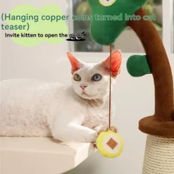 Vertical Money Tree Cat Scratching Pole, Sisal Wear-Resistant Cat Scratching Column, Interactive Ball Track Spring Ball Cat Toy