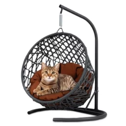 Cat Swing Bed With Stand & Cushion, Cat Egg Chair With Rattan Wicker Appearance, Indoor Hanging Swinging Cat Bed -BlueBuffalo Sales Store GUEST 016b47a9 1365 4f3e b0a9 a182ba7409a2