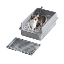 Stainless Steel Cat Litter Box With Scoop And Mats,Open Top High Wall Sided Enclosure -BlueBuffalo Sales Store GUEST 016b7993 b865 4038 bc82 dfb544818373