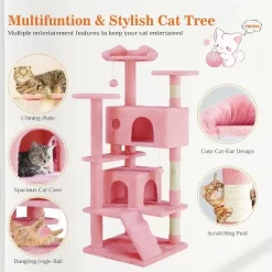 Sevobal Pet Tower Cat Tree Tower, Multi-Level With Sisal Grab Post, Indoor Apartment With Ladder, Plush Toys, Rest And Play, Pink, 19.7″*19.7″*53.14″ -BlueBuffalo Sales Store GUEST 022a00a2 c4ea 4c41 aa5f 113c13ae301d