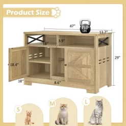 SEVOBAL Pet Crates And Houses Hidden Dual Door Litter Cabinet Multi Function Pet Furniture Easy Assembly, Brown, 47"*13.7"*29" -BlueBuffalo Sales Store GUEST 02684a7f 67ec 4a4b 8350 ea4e6041a261
