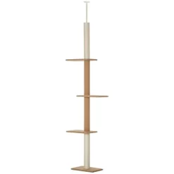 Resenkos Floor-to-Ceiling Cat Tree Cat Climbing Tower With Sisal-Covered Scratching Posts Natural Cat Tree Activity Center, Light Brown -BlueBuffalo Sales Store GUEST 02b4968d 0357 4264 8a53 2aff77251875