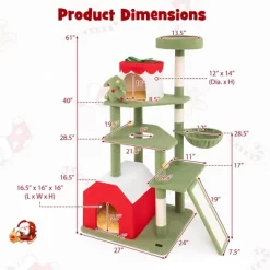 Tangkula 61" Tall Christmas Cat Tree W/ Sisal Scratching Posts Plush Perch & 2 Condos -BlueBuffalo Sales Store GUEST 02e76d48 a395 4aa2 9326 2a4ee44cee07