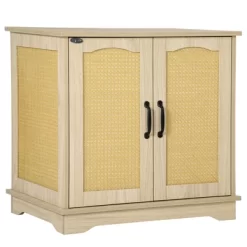 PawHut Hidden Litter Box Enclosure Cat Washroom Furniture With Cushion Double Doors Wooden Pet House End Table, Oak -BlueBuffalo Sales Store GUEST 02ff1d6a 8cb9 40ed ac12 836690cd44ed