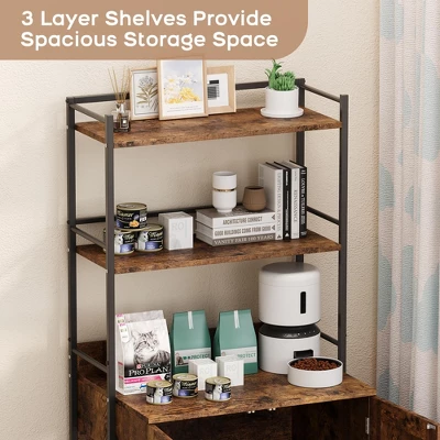 2-in-1 Cat Litter Box Enclosure With 3 Shelves And Door 1 2-in-1 Cat Litter Box Enclosure With 3 Shelves And Door