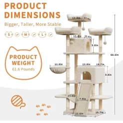 Nasitip 69-Inch Heavy-Duty Cat Tree For Large Cats, Multi-Level Tower With Condos, Hammock, Perches & Scratching Posts -BlueBuffalo Sales Store GUEST 036b087f 6932 48f7 a4b5 b205087eb015