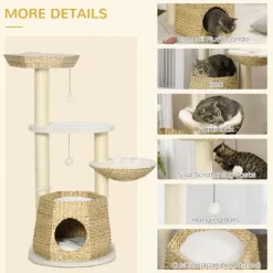 LOVMOR 47" Cat Tree Kitty Activity Center, Cat Climbing Toy With Cattail Fluff, Bed, Condo, Sisal Scratching Post & Hanging Ball -BlueBuffalo Sales Store GUEST 04bcb1fc ed85 4c08 aafc 0dc361fb32df