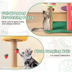 Tangkula 45" Tall Cat Tree W/ Plush Padded Top Perch Fruit-Shaped Platforms Dangling Balls -BlueBuffalo Sales Store GUEST 053cfe3d 14a5 4123 aa6b edfab9697873