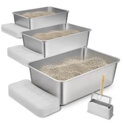 VEVOR Cat Litter Box, 8 Inches Deep, XL Extra Large Stainless Steel Cat Litter Box With Scoop, Wide Filtering Foot Board & High Sides -BlueBuffalo Sales Store GUEST 0596174a e1e4 40f3 9b10 1dcbf8dd49fd