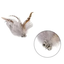 Unique Bargains Cat Feather Plaything Cat Wand Replacement Feather Fluffy Plume Gray Brown 3 Pcs