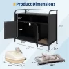 Multi-Function Cat Washroom Furniture With Barn Door, Dog Proof Feline Litter Box Enclosure With Hidden Litter Box Cover, Wooden Kitty House