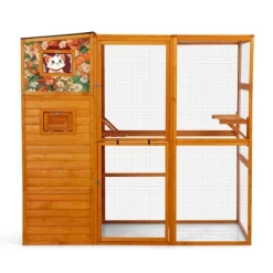 SEVOBAL Pet Crates And Houses Cat Enclosure Window Weatherproof Roof 2 Resting Rooms 2 Platforms For Outdoor Patio Deck, Orange, 76.18"*33.46"*70.08" -BlueBuffalo Sales Store GUEST 072c5f8f bf8d 4d80 998d 9b74067aff96