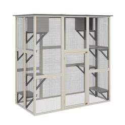 APRILSOUL70.90"Wooden Outdoor Catio Cat Enclosure With Weatherproof Asphalt Roof, Large Walk-in Cat House,Gray -BlueBuffalo Sales Store GUEST 073731be 43f2 4ab0 8d0f ddb98127741e