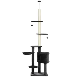 MaseiKar Adjustable Height Floor-To-Ceiling Vertical Cat Tree With Carpet Platforms, Condo & Rope Scratching Areas, Dark Grey -BlueBuffalo Sales Store GUEST 07469cfe ba86 4296 b1f7 df412c6f91da