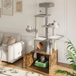 Cat Tree With Litter Box Enclosure Large, Multilevel Cat Play House With Large Condo, Spacious Hammock, Cozy Top Perch,Scratching Post,Brown -BlueBuffalo Sales Store GUEST 088399cf 8d51 4326 9d10 d43215e5fd9e