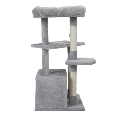 Lyngins Modern Double Level Cat Tree,Cat Tower Cat Condo Posts Kitty Pet Play House For Indoor,Gray 1 Lyngins Modern Double Level Cat Tree,Cat Tower Cat Condo Posts Kitty Pet Play House For Indoor,Gray