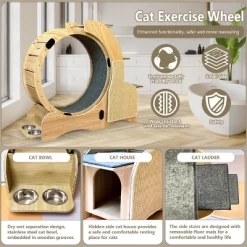 Cat Sports Running Wheel, Wooden Cat Exerciser Treadmill With Cat Scratching Board & Bowl, Cats Wheel Wood Climbing Frame For Indoor Cats 10 Cat Sports Running Wheel, Wooden Cat Exerciser Treadmill With Cat Scratching Board & Bowl, Cats Wheel Wood Climbing Frame For Indoor Cats -BlueBuffalo Sales Store GUEST 09a993b8 c775 4321 b1e8 8037db1d7d9f