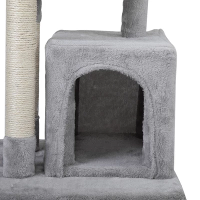 Lyngins Modern Double Level Cat Tree,Cat Tower Cat Condo Posts Kitty Pet Play House For Indoor,Gray 3 Lyngins Modern Double Level Cat Tree,Cat Tower Cat Condo Posts Kitty Pet Play House For Indoor,Gray - Image 3
