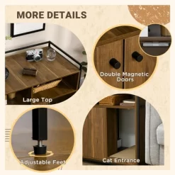 PawHut Hidden Cat Litter Box Enclosure With Scratching Pad, Cat Washroom Storage Bench Side End Table With Double Doors, Brown -BlueBuffalo Sales Store GUEST 0ade0d72 4b68 4962 b0e7 3ea6c86c967b