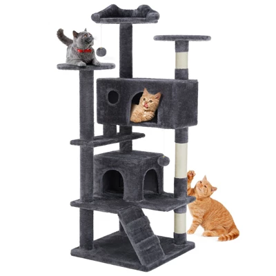 Etelifrank Tall Cat Tree With Condo And Playroom - 54-Inch Multi-Level Indoor Cat Tower 3 Etelifrank Tall Cat Tree With Condo And Playroom - 54-Inch Multi-Level Indoor Cat Tower - Image 3