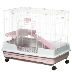 Resenkos Rabbit Hutch, Duck Cage Hutch,Rabbit Coop,2-Level Small Animal Cage Rabbit Hutch With Wheels, Removable Tray, Platform And Ramp, Pink -BlueBuffalo Sales Store GUEST 0b644df2 edbb 4376 bc3b 601d9105bf7c