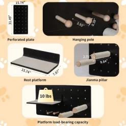 DOMETOUR Wall-Mounted Cat Shelves Floating Cat Tree On Pegboard With Sisal Scratching Posts, Jumping Platforms, Hanging Poles, Black -BlueBuffalo Sales Store GUEST 0c10e8bc 7bae 47f5 9939 3a73bd7b8e3a