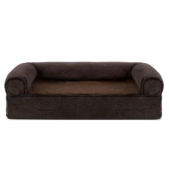 FurHaven Faux Fleece & Chenille Memory Foam Sofa Dog Bed