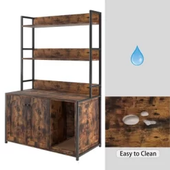 Cat Litter Box Enclosure Furniture, Hidden Litter Box With Scratch Pad Wooden Cat Washroom Storage With 2 Doors And Shelf Cat Cabinet-Brown -BlueBuffalo Sales Store GUEST 0e04b502 6442 4d9c 9677 bfd7d34d6a7d