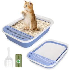 HTUTWOO Collapsible Kitty Litter Box, Open Top Cat Litter Tray With Scoop And Litter Bag, Anti-Splashing Waterproof Cat Toilet Potty Pan 17.7" X 13.5" -BlueBuffalo Sales Store GUEST 0e0af3d0 820e 4d6a a066 18a7267f514b