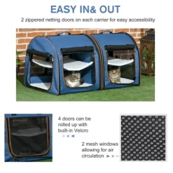 Gulches 39" Portable Soft-Sided Cat Carrier - Dual Compartment With Divider, Cushions & Storage Bag In Blue For Comfortable Travel -BlueBuffalo Sales Store GUEST 0e10b279 14ef 4da0 b98e d98ada918cfe