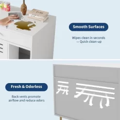 Cat Litter Box Enclosure - Hidden Litter Box Furniture With 2 Compartments, Scratching Mat, Double-Door Storage Cabinet, Front Entry, White -BlueBuffalo Sales Store GUEST 0e1df81a 05e7 43c0 af69 938808d3d5ed