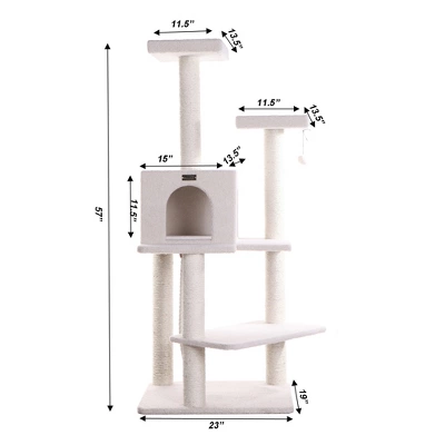 Armarkat Ivory 57" High Real Wood Cat Tree, Fleece Covered Cat Climber, B5701 3 Armarkat Ivory 57" High Real Wood Cat Tree, Fleece Covered Cat Climber, B5701 - Image 3