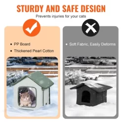 VEVOR Elevated Heated Cat House, Outdoor Kitty Shelter With Adjustable Temperature And Timer, 600D Oxford Cloth Foldable Cat Shelter, Green (Small) -BlueBuffalo Sales Store GUEST 0e31a33b 45dc 4fff b3ac b9ab9ee4cb35