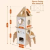 QuestaPack Modern Cat Tree Rocket Shape,54" Wood Cat Tower Multilevel For Indoor Cats