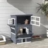Gulches PawHut 3-Story Cat House Feral Cat Shelter, Outdoor Kitten Condo Jumping Platforms, Dark Gray