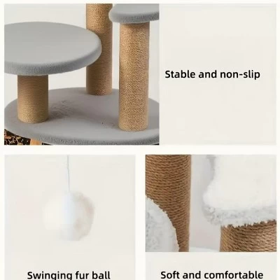 Multi-tiered Cat Tree With Scratching Posts And Interactive Ball Toy - Perfect Indoor Cat Furniture For Play And Rest 4 Multi-tiered Cat Tree With Scratching Posts And Interactive Ball Toy - Perfect Indoor Cat Furniture For Play And Rest - Image 4