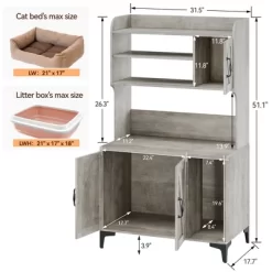 51.1" Large Wooden Cat Litter Box Enclosure | Storage Shelves | Hidden Design | Modern Indoor Cat Cabinet For Organized Storage & Odor Control -BlueBuffalo Sales Store GUEST 0f142d5d 3efd 43f8 8a7e 56ca8965a549