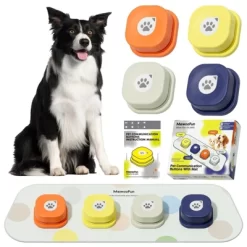 Mewoofun Pet Toy Dog Buttons For Communication, With Anti Slip Mat And Training Manual For Cats And Dogs, 4 Packs, Multi-color, 3.3"*3.3"*1.5" -BlueBuffalo Sales Store GUEST 0f1603cf cd4f 4eca 9f12 28c91fa9e4d7