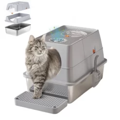 Stainless Steel Litter Box With Lid, X Large Litter Box For Cats, Enclosed Removable Metal Litter Boxes With High Sided & Scoop, Dog Proof -BlueBuffalo Sales Store GUEST 0f9b7b22 763f 4de0 8ca3 e09f69eb892f