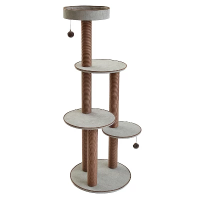 Two By Two Bloomfield - Gray Scratching Post Cat Furniture - 59.3 In. Tall 4 Two By Two Bloomfield - Gray Scratching Post Cat Furniture - 59.3 In. Tall - Image 4