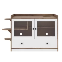 ModernLuxe Hidden Cat Litter Box Furniture With Drawer & Stairs, Wooden Cabinet Side Table With Glass Door, Brown+White (Fits Large Cats 41-70 Lbs) -BlueBuffalo Sales Store GUEST 10d2cd98 063c 4300 8043 1e315eaf241b