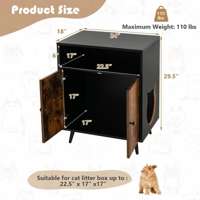 Tangkula Cat Litter Box Enclosure Hidden Cat Washroom Cabinet With Entry Open Compartment 4 Tangkula Cat Litter Box Enclosure Hidden Cat Washroom Cabinet With Entry Open Compartment - Image 4