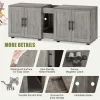 Wooden Cat Litter Box Enclosure For 2 Cats, Double Compartment Hidden Litter Box