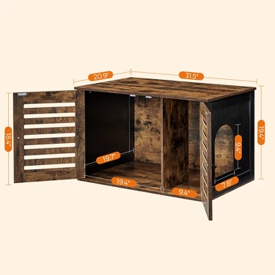 Cat Litter Box Enclosure With Shutter Doors, 31.5 Inch Hidden Litter Box Furniture As End Table, Rustic Brown And Black 6 Cat Litter Box Enclosure With Shutter Doors, 31.5 Inch Hidden Litter Box Furniture As End Table, Rustic Brown And Black - Image 6