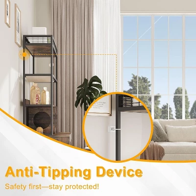 Acekool Metal Frame Cat Litter Box Enclosure With Storage Shelf And Play Features, Retro Brown 4 Acekool Metal Frame Cat Litter Box Enclosure With Storage Shelf And Play Features, Retro Brown - Image 4