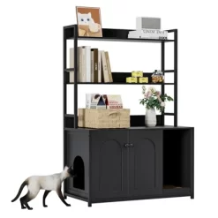 Large Litter Box Enclosure With Shelves, 52'' Hidden Cat Kitty Litter Furniture Corner Cats Bookshelf -BlueBuffalo Sales Store GUEST 11d04f2b 9d5e 4169 aec7 7135060b1220